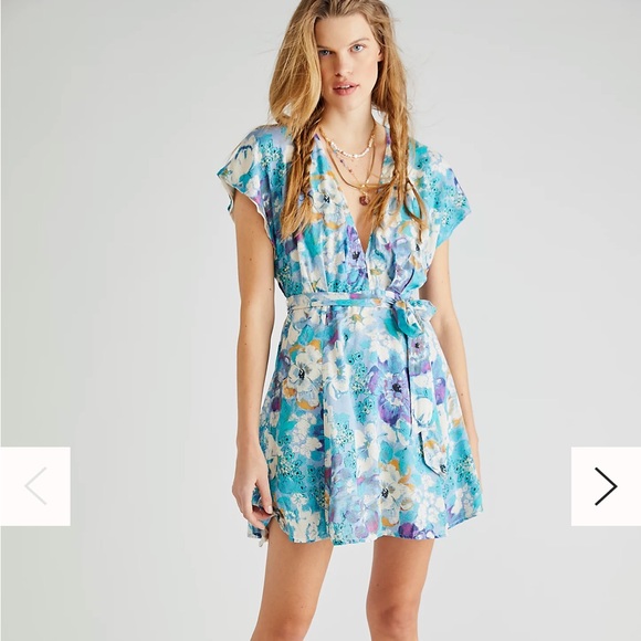 Free People Dresses & Skirts - NWT Free People Freddy Floral Front Tie Mini Dress in Night Combo